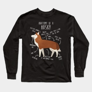 Red Siberian Husky Dog Anatomy Long Sleeve T-Shirt